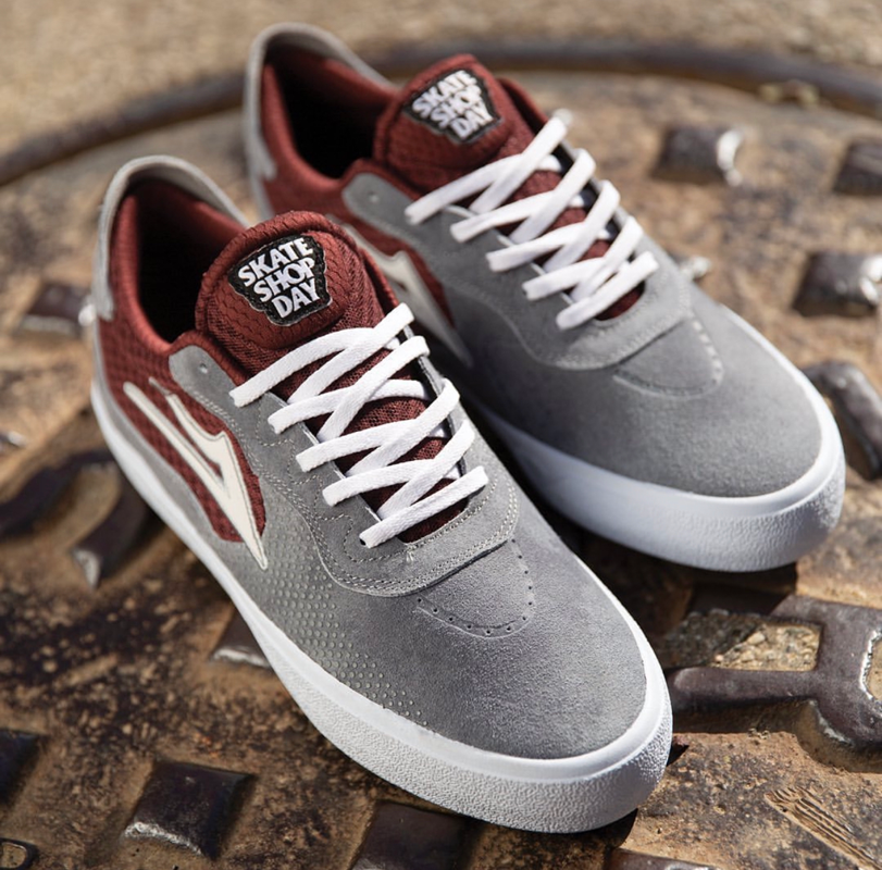 Lakai Essex Grey Burgundy Suede Skate Shop Day 2023